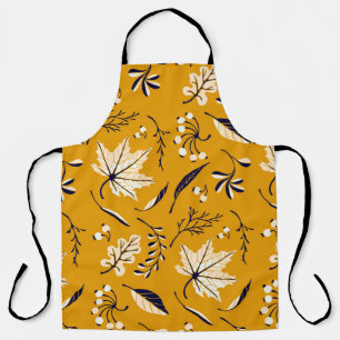 Autumn leaves in cartoon style seamless pattern apron