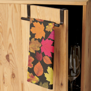 Autumn Leaves In Fall Colours Tea Towel