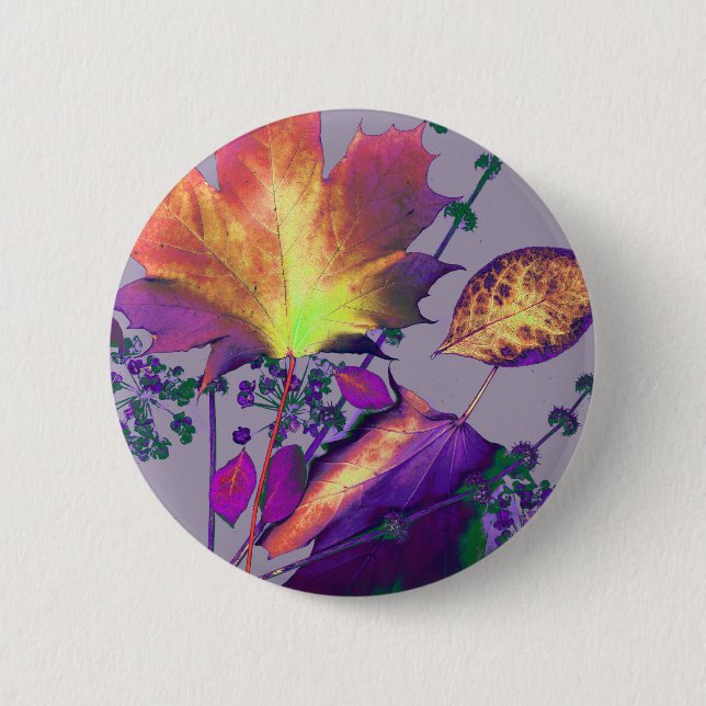 Autumn Leaves in Lilac 6 Cm Round Badge (Front)