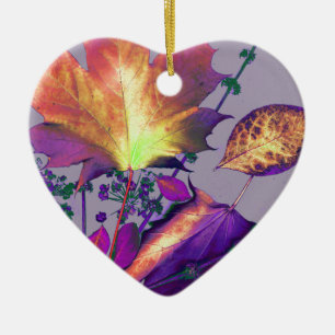 Autumn Leaves in Lilac Ceramic Tree Decoration