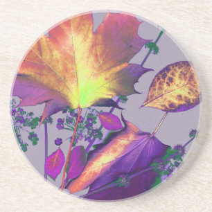 Autumn Leaves in Lilac Coaster