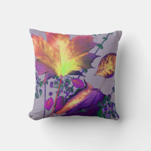 Autumn Leaves in Lilac Cushion