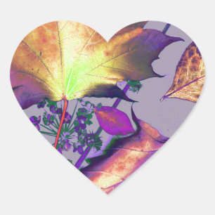 Autumn Leaves in Lilac Heart Sticker