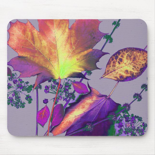 Autumn Leaves in Lilac Mouse Mat (Front)