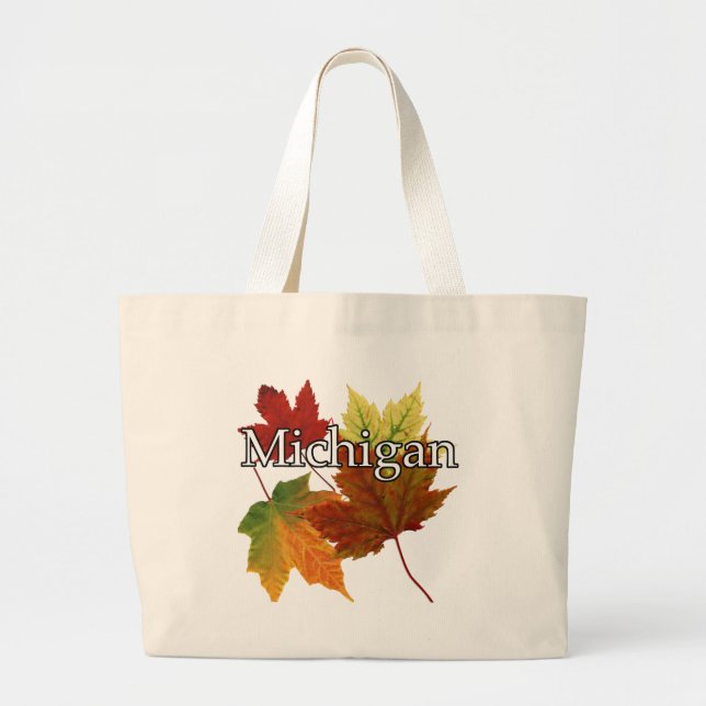 AUTUMN LEAVES IN MICHIGAN LARGE TOTE BAG (Front)