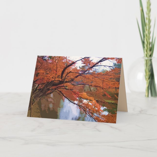 Autumn leaves in Nara Japan on a blank card (Front)