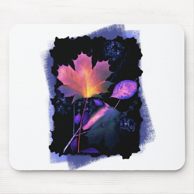Autumn Leaves in Neon and Blue Mouse Mat (Front)