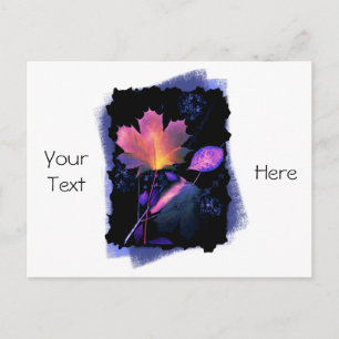 Autumn Leaves in Neon and Blue Postcard