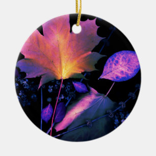 Autumn Leaves in Neon Ceramic Tree Decoration
