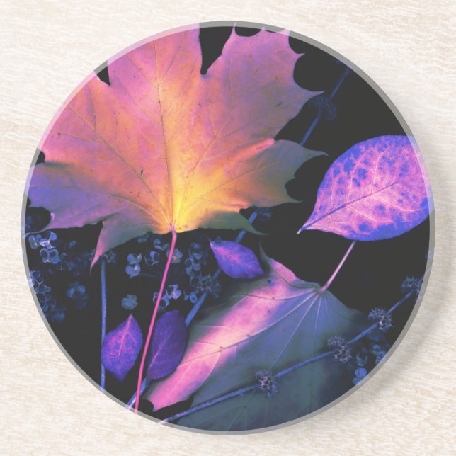 Autumn Leaves in Neon Coaster (Front)