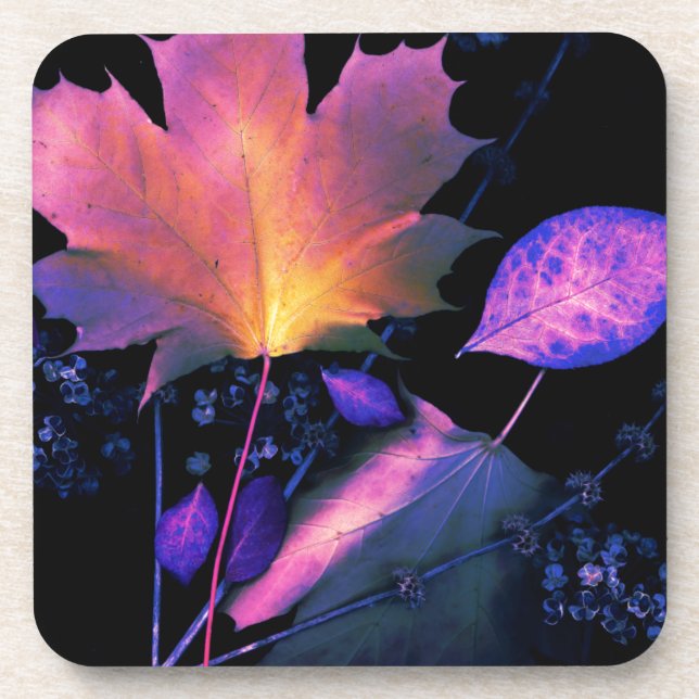 Autumn Leaves in Neon Coaster (Front)