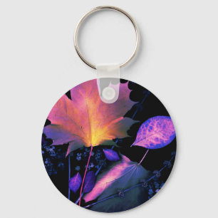 Autumn Leaves in Neon Key Ring