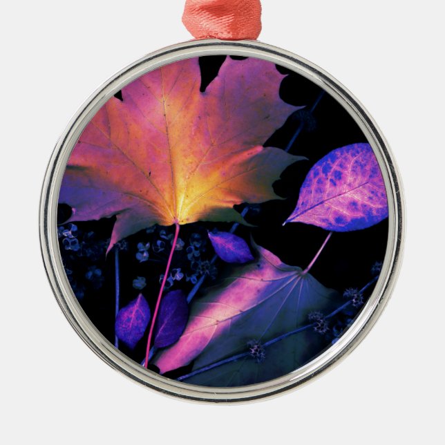 Autumn Leaves in Neon Metal Tree Decoration (Front)