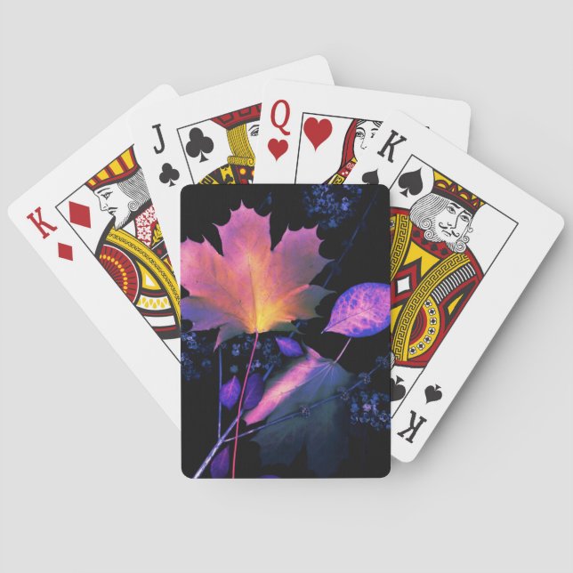 Autumn Leaves in Neon Playing Cards (Back)