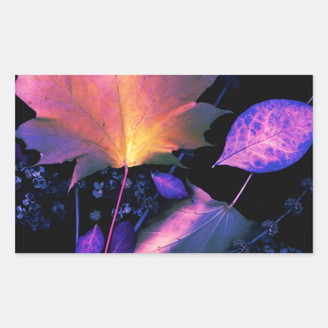 Autumn Leaves in Neon Rectangular Sticker (Front)