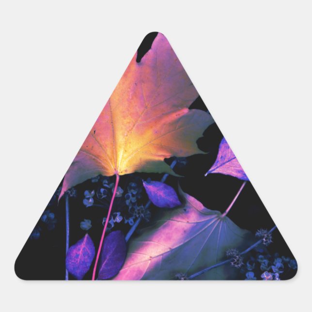 Autumn Leaves in Neon Triangle Sticker (Front)