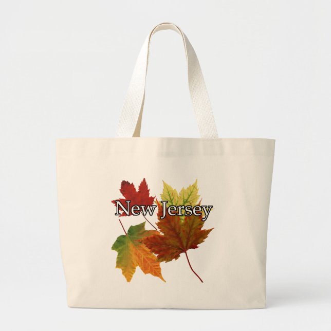 AUTUMN LEAVES IN NEW JERSEY LARGE TOTE BAG (Front)