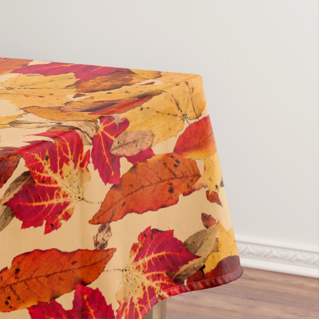 Autumn Leaves in Red Orange Yellow Brown Tablecloth (In Situ)