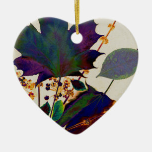 Autumn Leaves in Royal Colors Ceramic Ornament