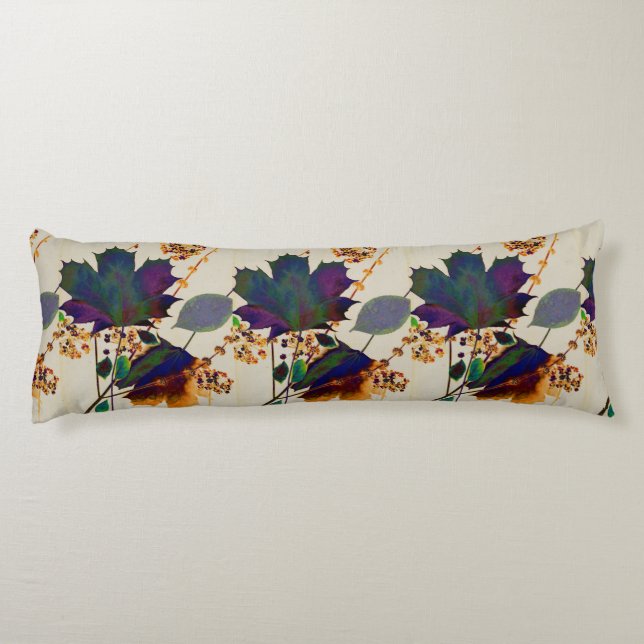 Autumn Leaves in Royal Colours Body Cushion (Back)
