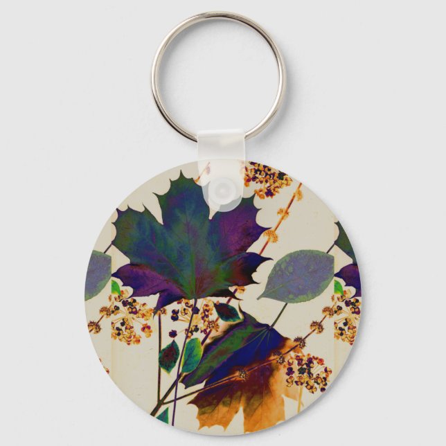 Autumn Leaves in Royal Colours Key Ring (Front)