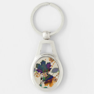 Autumn Leaves in Royal Colours Key Ring