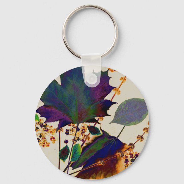 Autumn Leaves in Royal Colours Key Ring (Front)