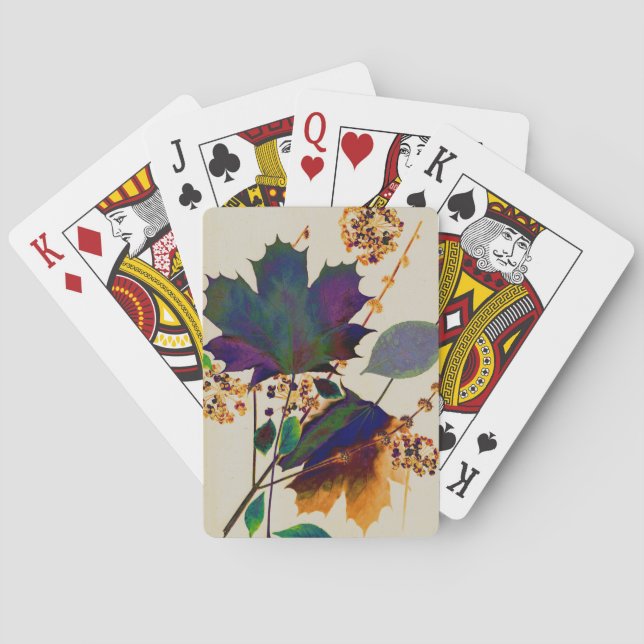 Autumn Leaves in Royal Colours Playing Cards (Back)
