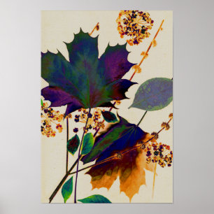 Autumn Leaves in Royal Colours Poster
