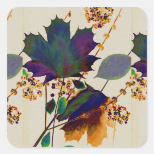 Autumn Leaves in Royal Colours Square Sticker