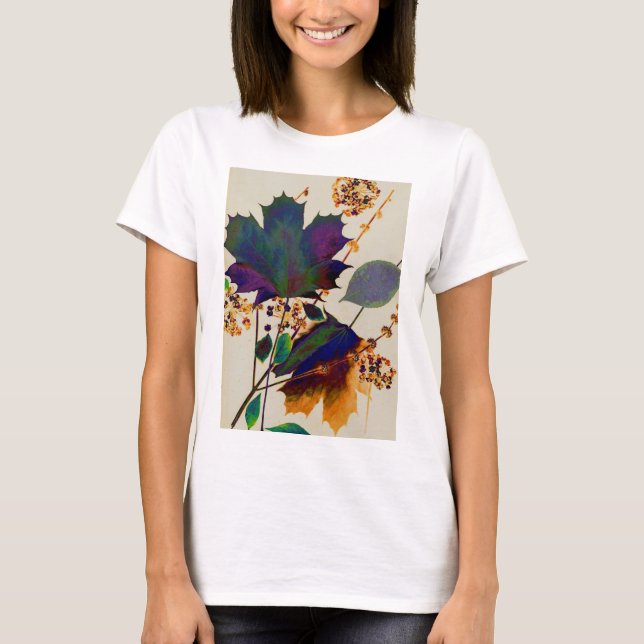 Autumn Leaves in Royal Colours T-Shirt (Front)
