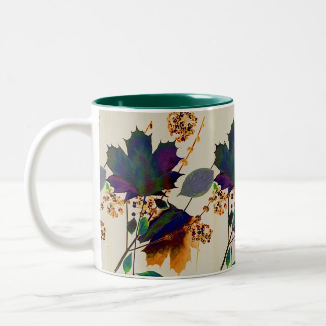 Autumn Leaves in Royal Colours Two-Tone Coffee Mug (Left)