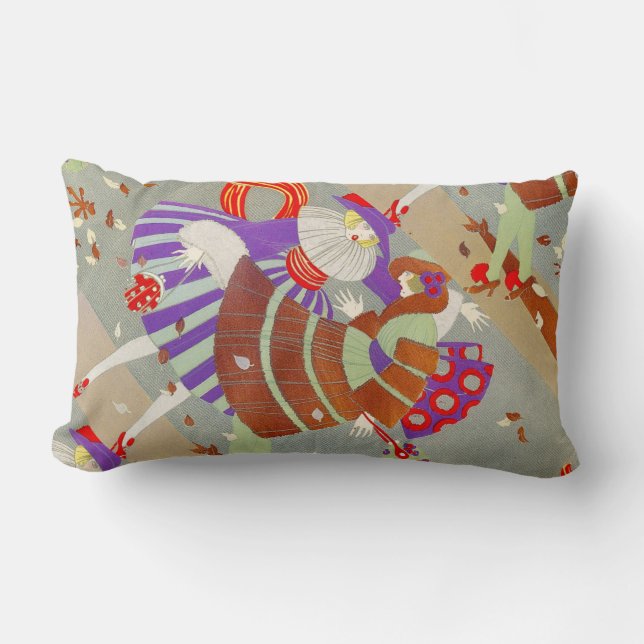 AUTUMN LEAVES IN THE WIND /BEAUTY FASHION LUMBAR CUSHION (Front)