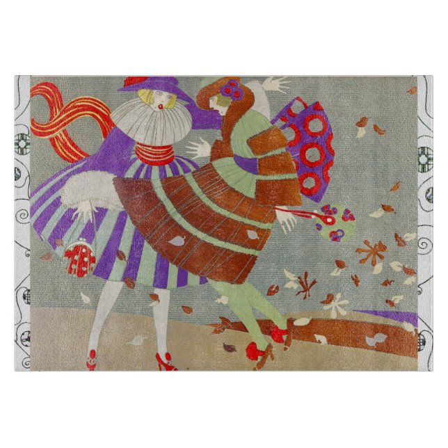 AUTUMN LEAVES IN THE WIND /BEAUTY FASHION MONOGRAM CUTTING BOARD (Front)