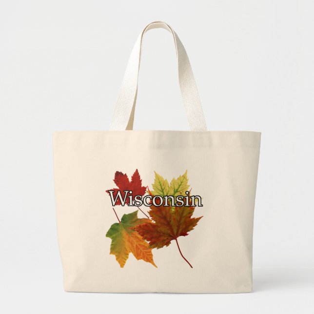AUTUMN LEAVES IN WISCONSIN LARGE TOTE BAG (Front)