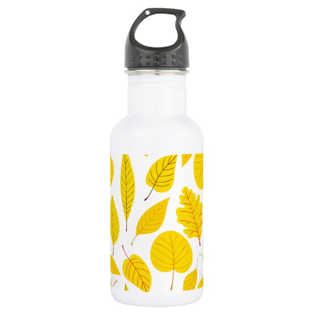 Autumn leaves in yellow 532 ml water bottle (Front)
