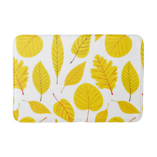 Autumn leaves in yellow bath mat