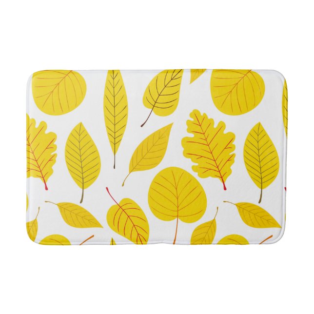 Autumn leaves in yellow bath mat (Front)