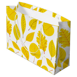 Autumn leaves in yellow large gift bag