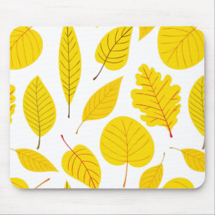 Autumn leaves in yellow mouse mat