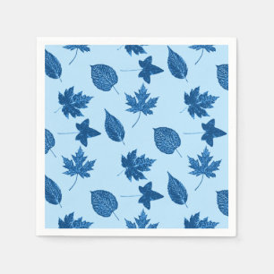 Autumn leaves - indigo and pale blue napkin