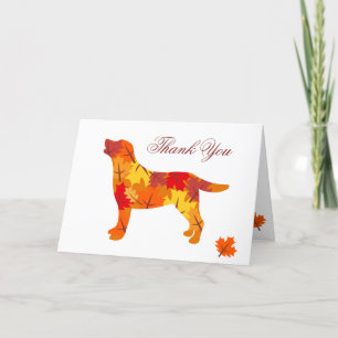 Autumn Leaves Labrador Retriever Silhouette Thank You Card