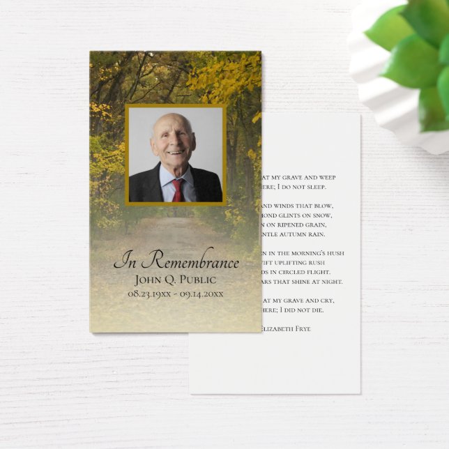 Autumn Leaves Lane Funeral Memorial Prayer (Desk)