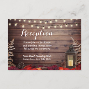 Autumn Leaves & Lantern Fall Wedding Reception Invitation