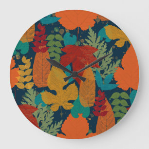 Autumn leaves large clock