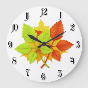 Autumn leaves large clock
