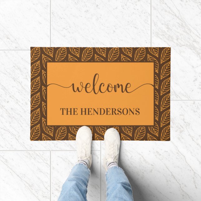 Autumn Leaves Last Name Welcome Doormat (Indoor)