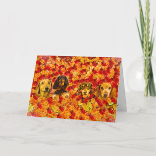 Autumn Leaves & Little Doxies Card