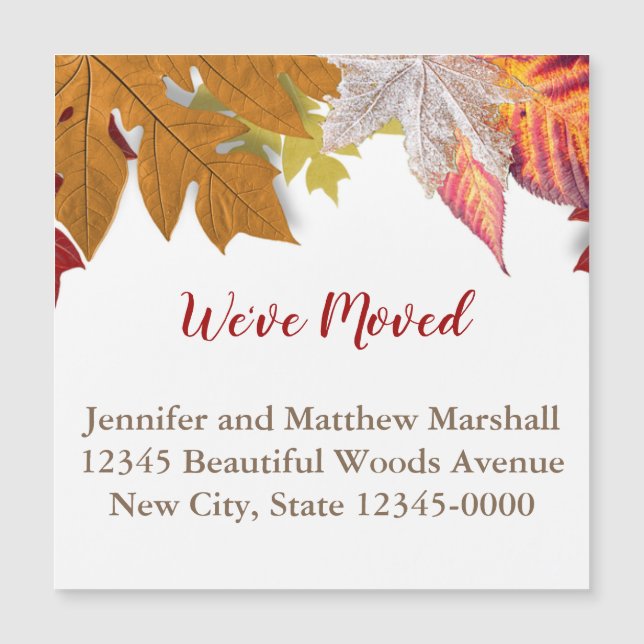 Autumn Leaves Magnetic Moving Announcement (Front)