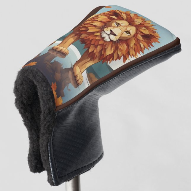 Autumn Leaves Male Lion Golf Head Cover (3/4 Front)